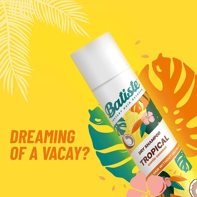 Batiste Dry Shampoo Tropical, Coconut & Floral Fragrance, No Rinse Spray 350ml (11.8 oz.) - 2 Pack
