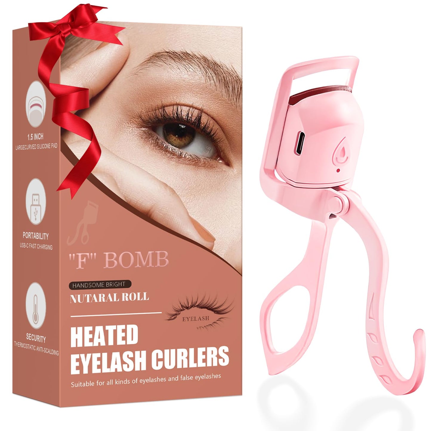 Heated Eyelash Curler Fast Heat Up in 5s - C-Shaped Rechargeable Electric Eyelash Curler
