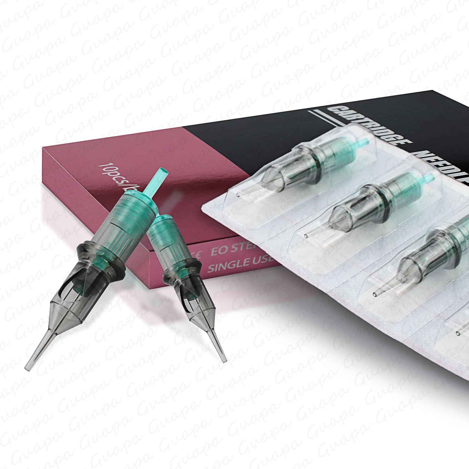 MARLLOGIVA 20pcs Green Long Taper Universal Tattoo Cartridges Permanent Makeup Cartridge Needles and Scalp Tattoo SMP Needles (1R-0.30mm)