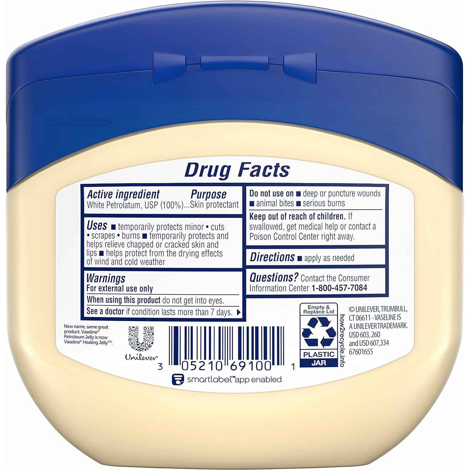 Vaseline Petroleum Jelly Value-Size 2-Pack – Dermatologist Recommended Skin Protectant, Healing Ointment for Beauty & Personal Care, 13 Oz Ea