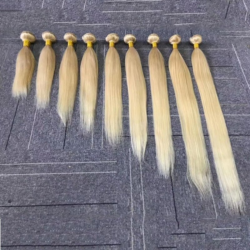 613 Bundles Blonde Bundles Human Hair 16 Inch 613 Straight Hair 1 Bundle 12A Grade Unprocessed Brazilian Virgin Hair Weave Extensions For Women (Single Bundles Human Hair)