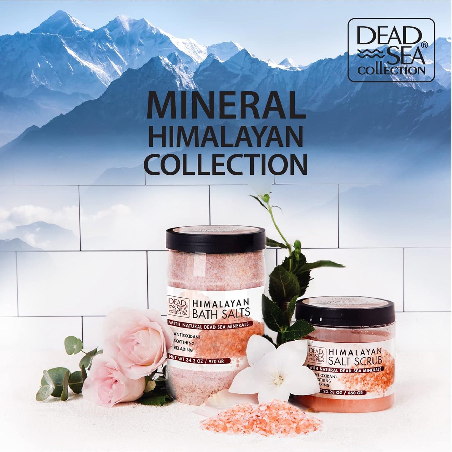 Himalayan Bath Salts - Pure Dead Sea Minerals & Pink Salt - Nourishing & Soothing Skin - 34.2 Oz