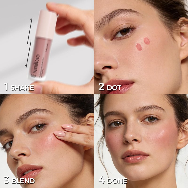 Exmiloo Liquid Blush - Dewy Liquid Blush for Cheeks, Lightweight & Buildable Blush Liquid Makeup for a Natural Everyday Look, Vegan & Cruelty-Free, Dewy Hope