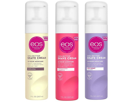 Eos Ultra Moisturizing Shave Cream Variety Pack: Pomegranate-Raspberry, Lavender Jasmine, Vanilla Bliss - 3 x 7.0 Ounce