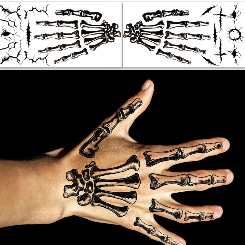 ENYACOS Skeleton Face Tattoo - Halloween Temporary Skull Tattoos, Mouth Stickers for Face, Costumes and Accessories for Men and Women (A)