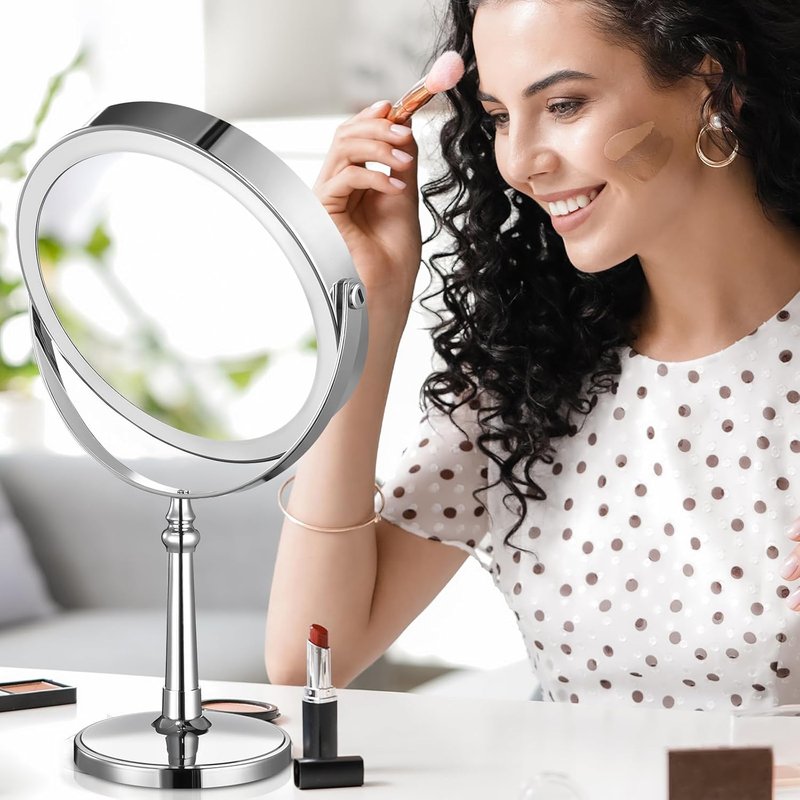 LED Makeup Mirror - 10x Magnification, Rechargeable Touch, 3 Color Modes | Compact Vanity Mirror Gift for Women