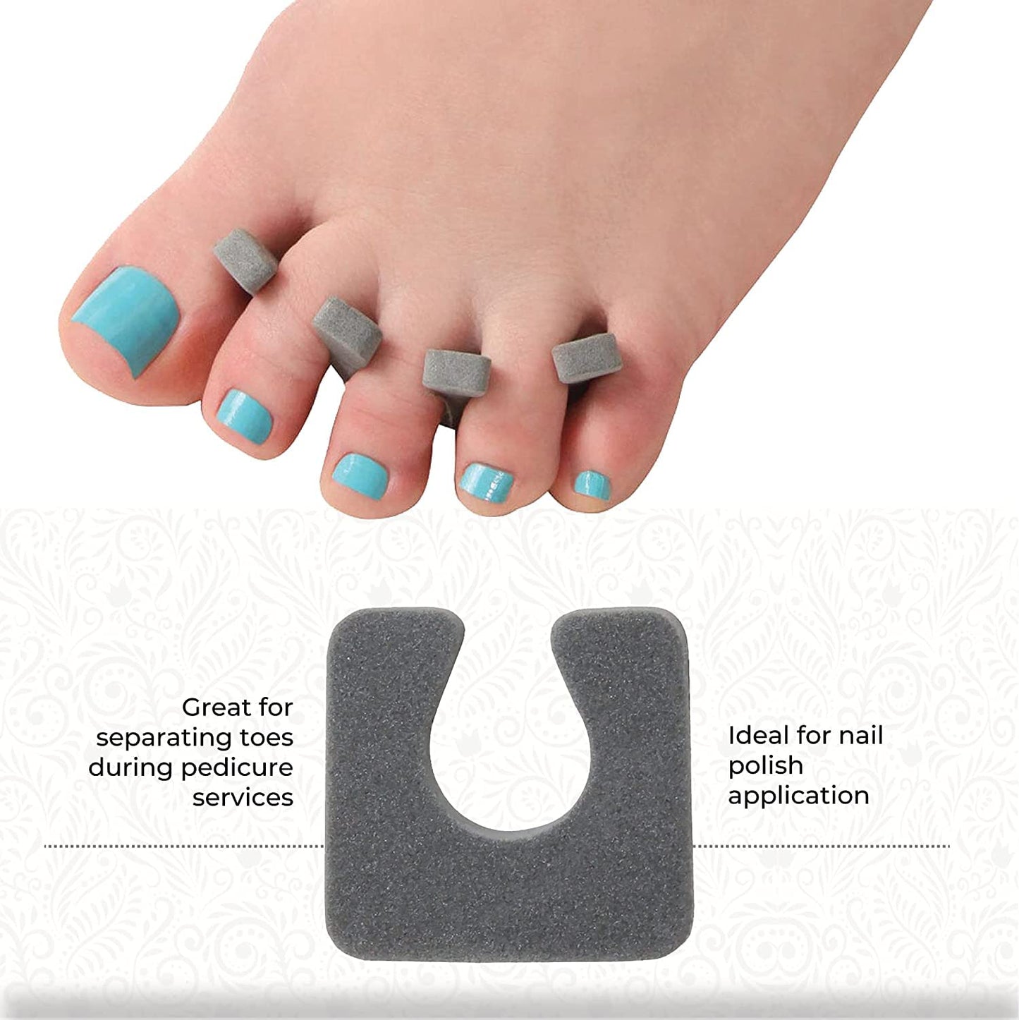 ForPro Sole Toe Separators - Black Luxurious Foam Separators - Individual Toe Separators for Pedicures â€“ 144-Count