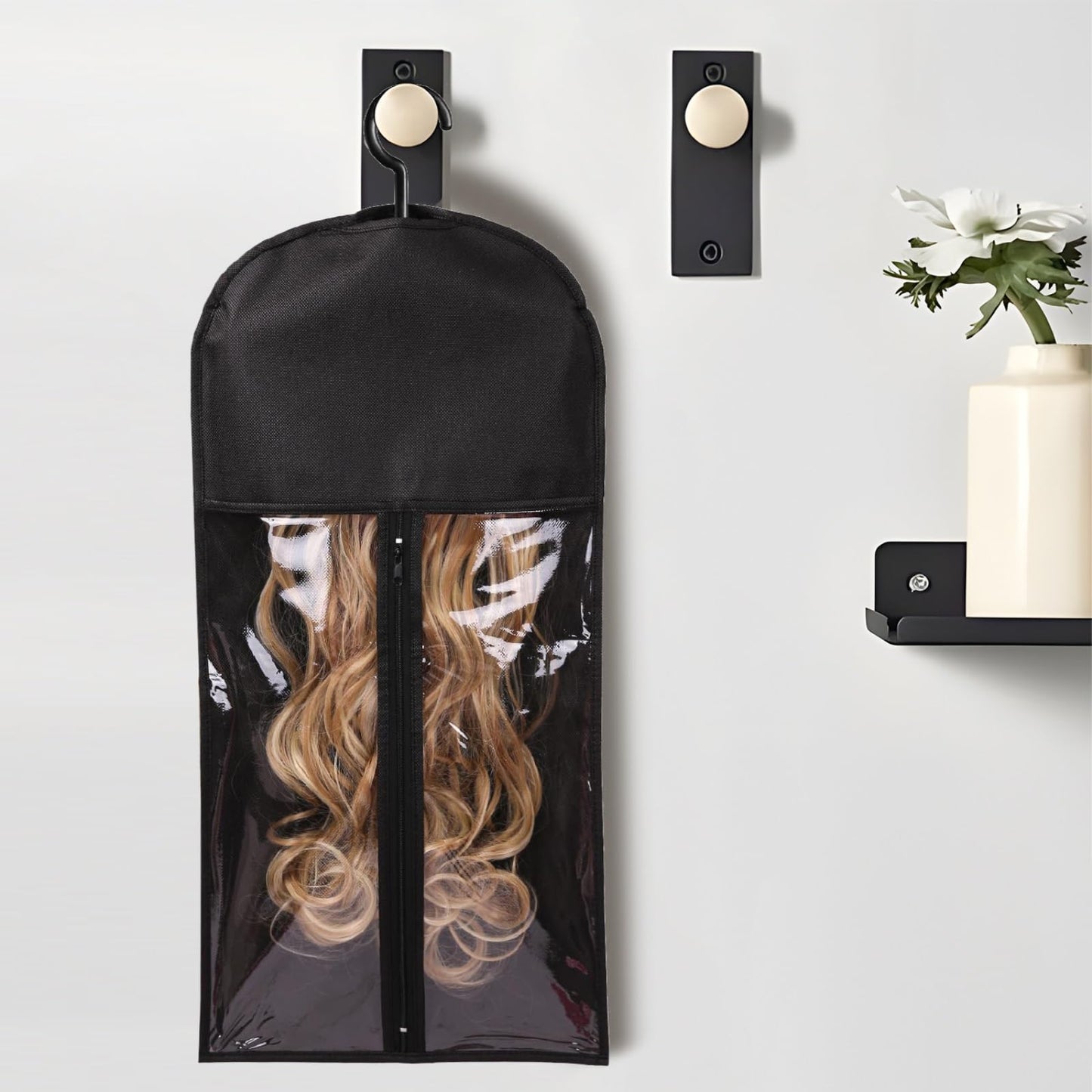 12PCS Hair Extension Holder Wig Storage Hanger for Multiple Wigs & Accessories, Black
