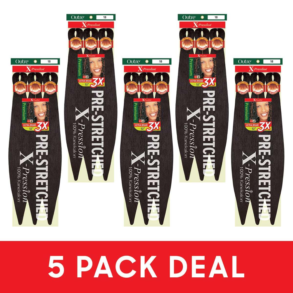 Outre X-Pression Braid - Pre Stretched Braid 52" 3X (5 Pack, M4/27/30)