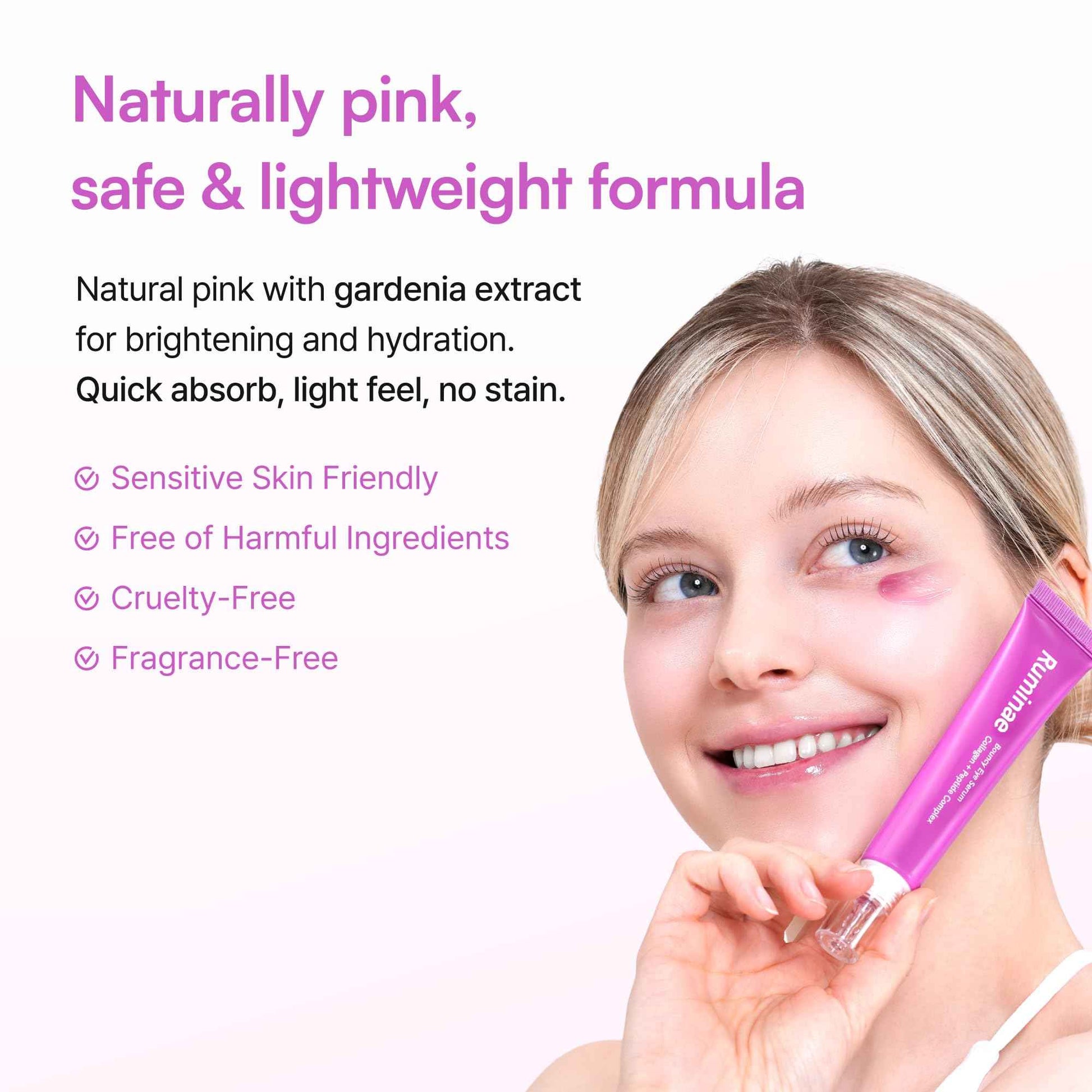 Ruminae Bouncy Eye Serum | Dual Collagen + Peptide for Firm, Hydrated, and Bright Under Eyes | Korean Lightweight Jelly Texture | Puffiness & Dark Circle | Fragrance-Free, Sensitive Skin Safe | 30 ml