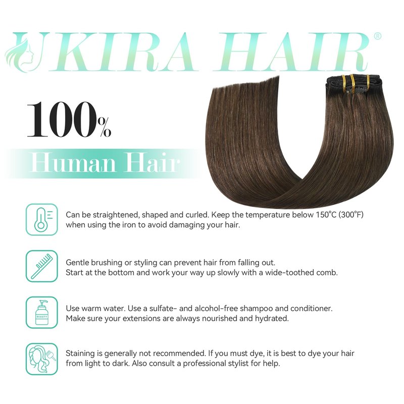 Ukira Medium Brown Hair Extensions Real Human Hair, 15 Inch 75g 7pcs Brown Clip in Hair Extensions Real Human Hair, Soft Natural Straight Remy Human Hair Clip in Extensions for Women