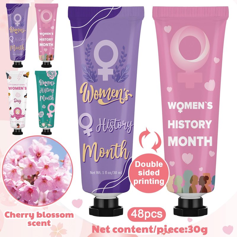 Loopeer 48 Pcs Women's History Month Hand Cream Gifts Bulk Double Sided International Women's Day Empowerment Hand Lotion Set Feminism Equality Empowerment Gifts for Female Ladies