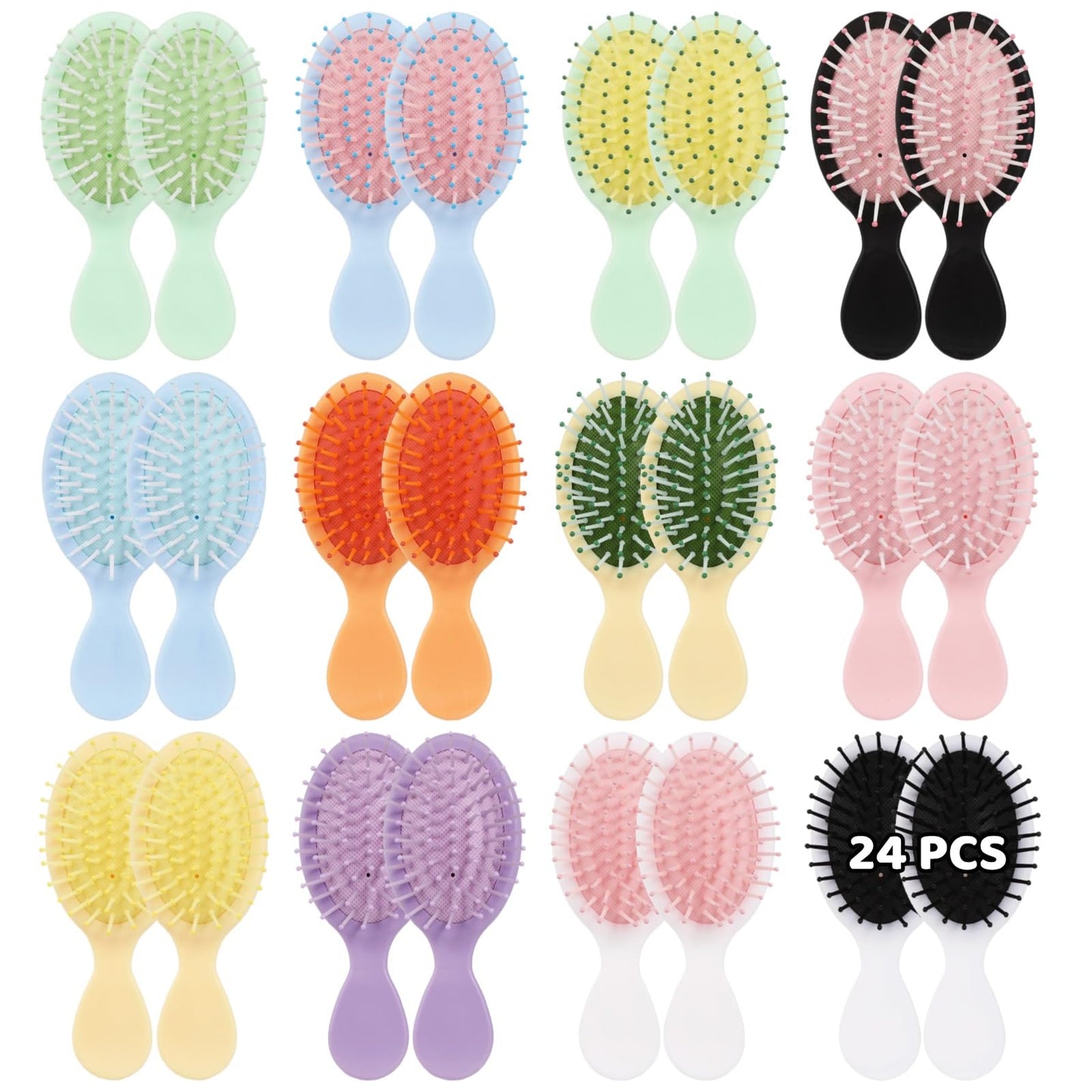 24 PCS Mini Wet Hair Brush Bulk, Mini Travel Brushes, Detangling Comb Brushes with Soft Bristles for Wet and Dry Hair, Smoothing Knots with Ease for Most Hair Types