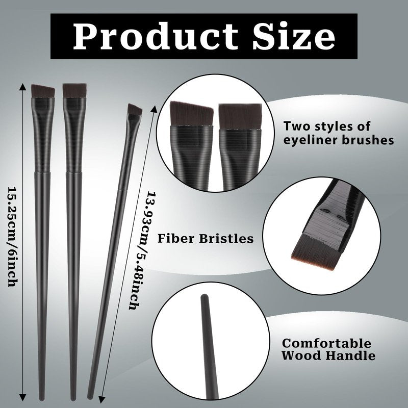 9 Pcs Angled Eyeliner and Eyebrow Brush Set - Flat Tint, Fine Slanted Applicator, Ultra Thin Makeup Brush for Eyeshadow and Eyeliner