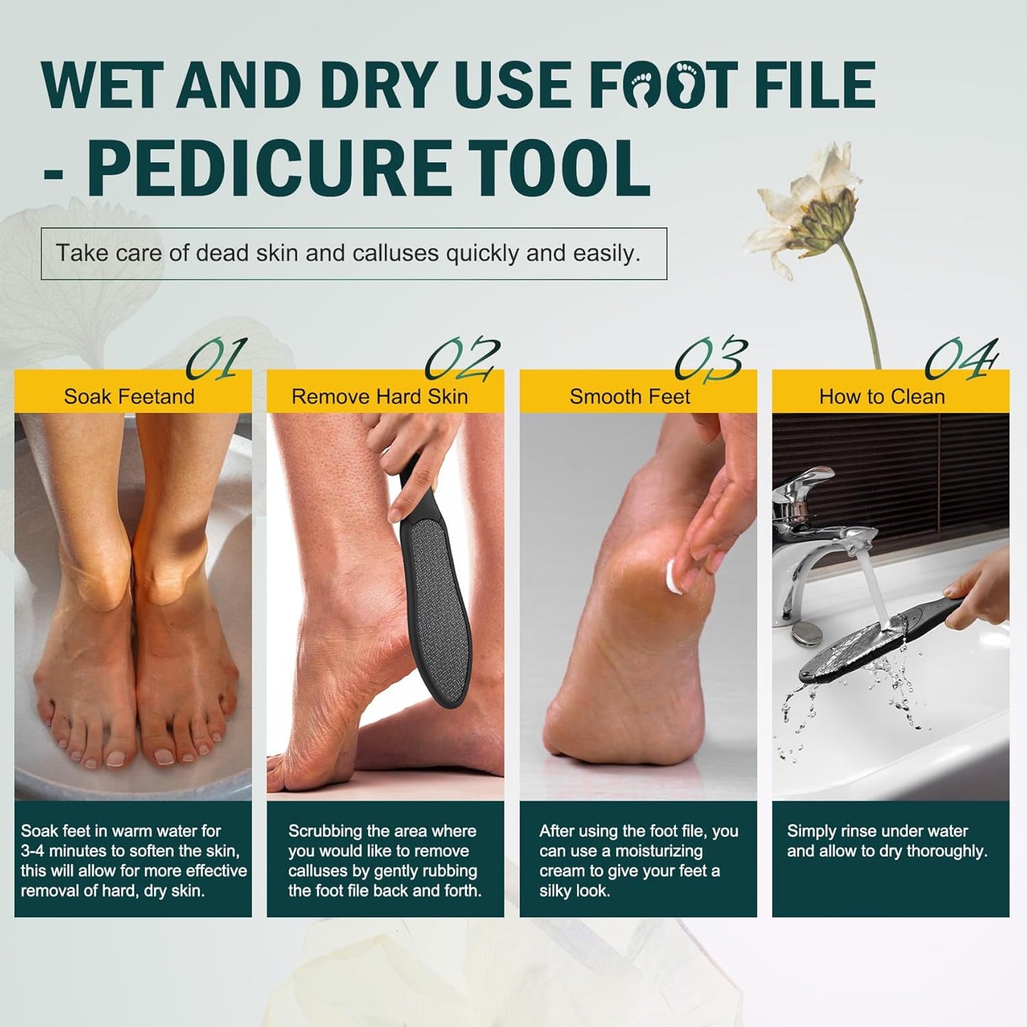 Double-Sided Nano Glass Foot File - Effective Callus Remover for Cracked Heels & Dry Skin | Black