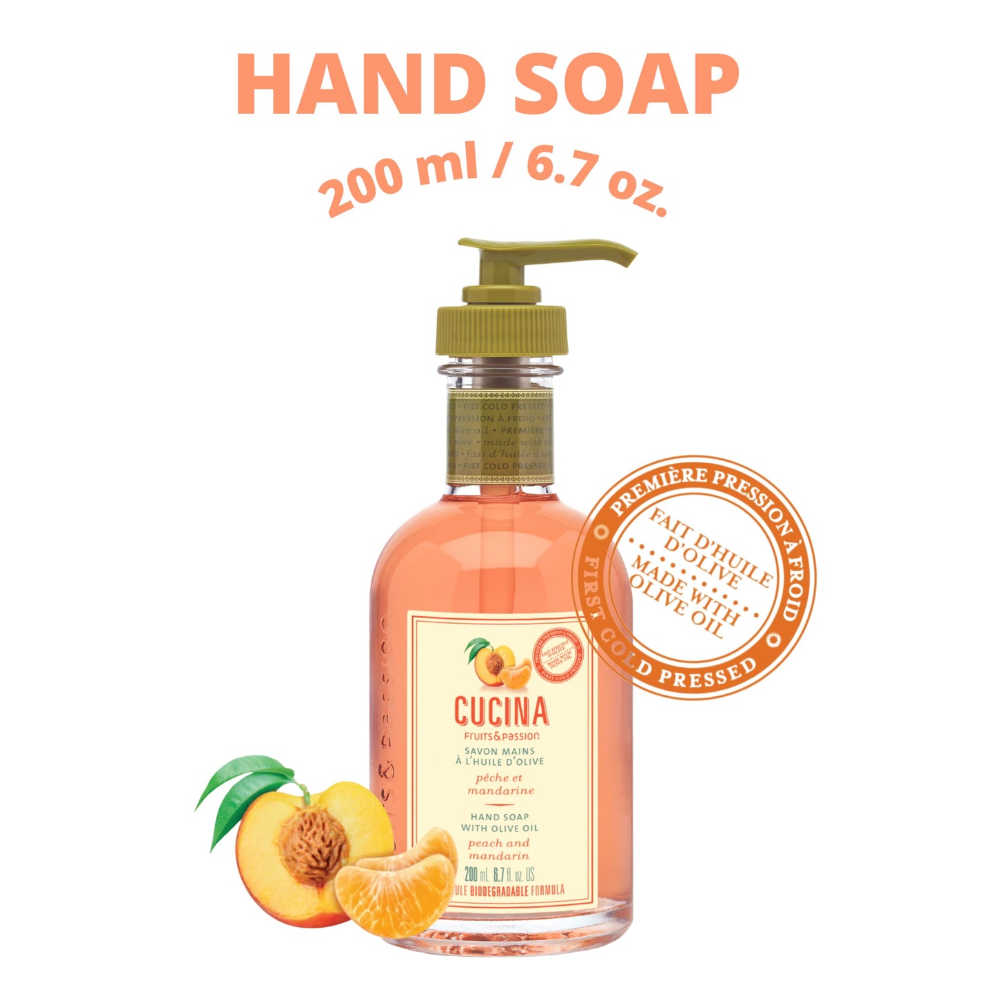 Cucina Fruits & Passion Peach and Mandarin Hand Soap, 200ml