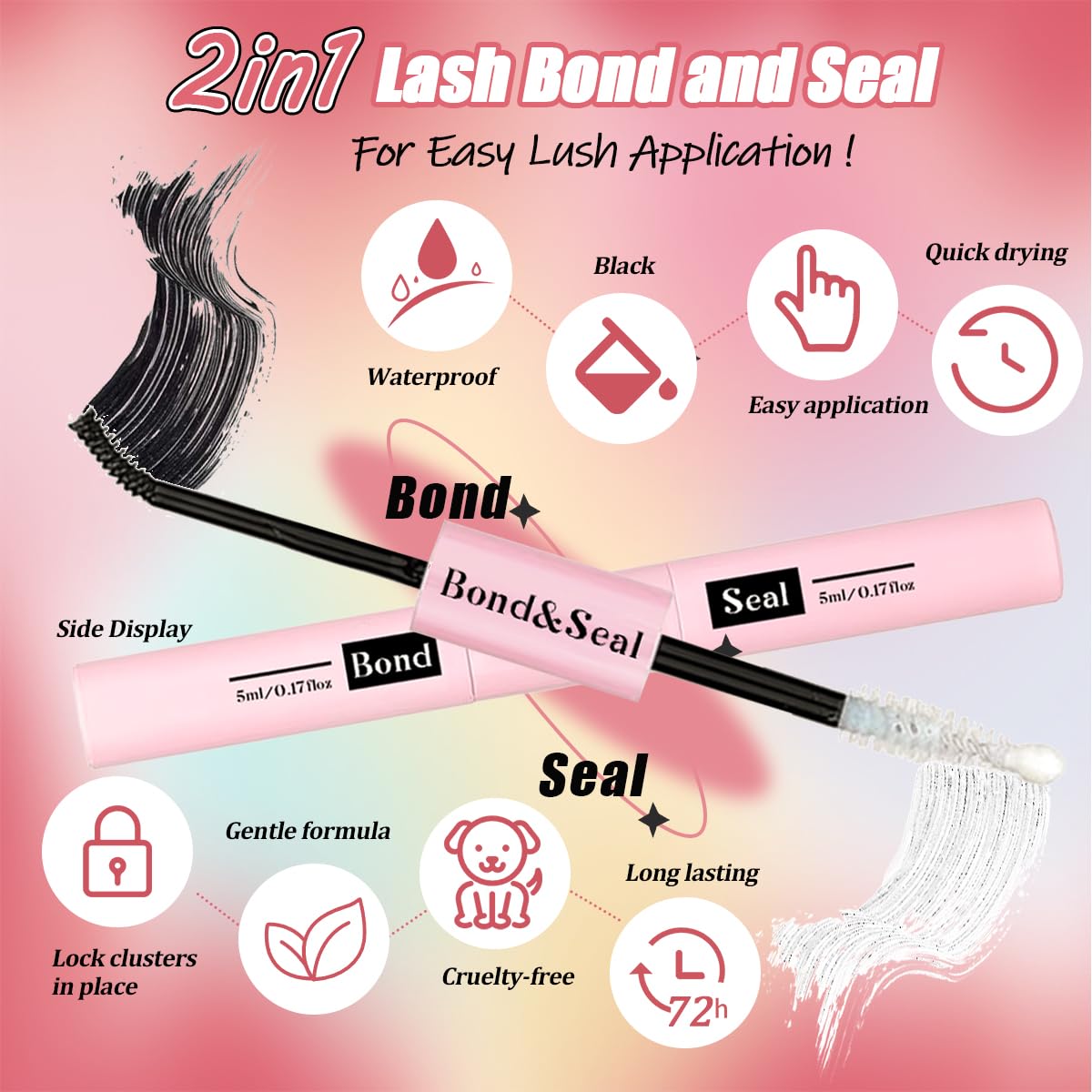 DNSGOOR DIY Lash Extension Kit 684Pcs 10-18mm D Curl Lashes Clusters with Lash Bond and Seal Glue Remover Lash Shampoo Cleansing Brush Headband Wristband Tweezers Eyelash Brush Applicator