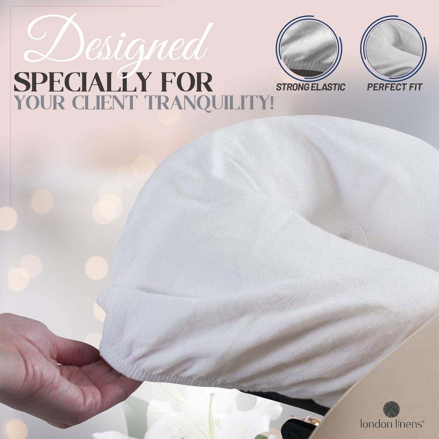 London Linens Pack of 10, Premium Extra Thick 100% Cotton Flannel Massage Tables Face Cradle Covers Cozies Fitted - Includes 10 pcs (White)