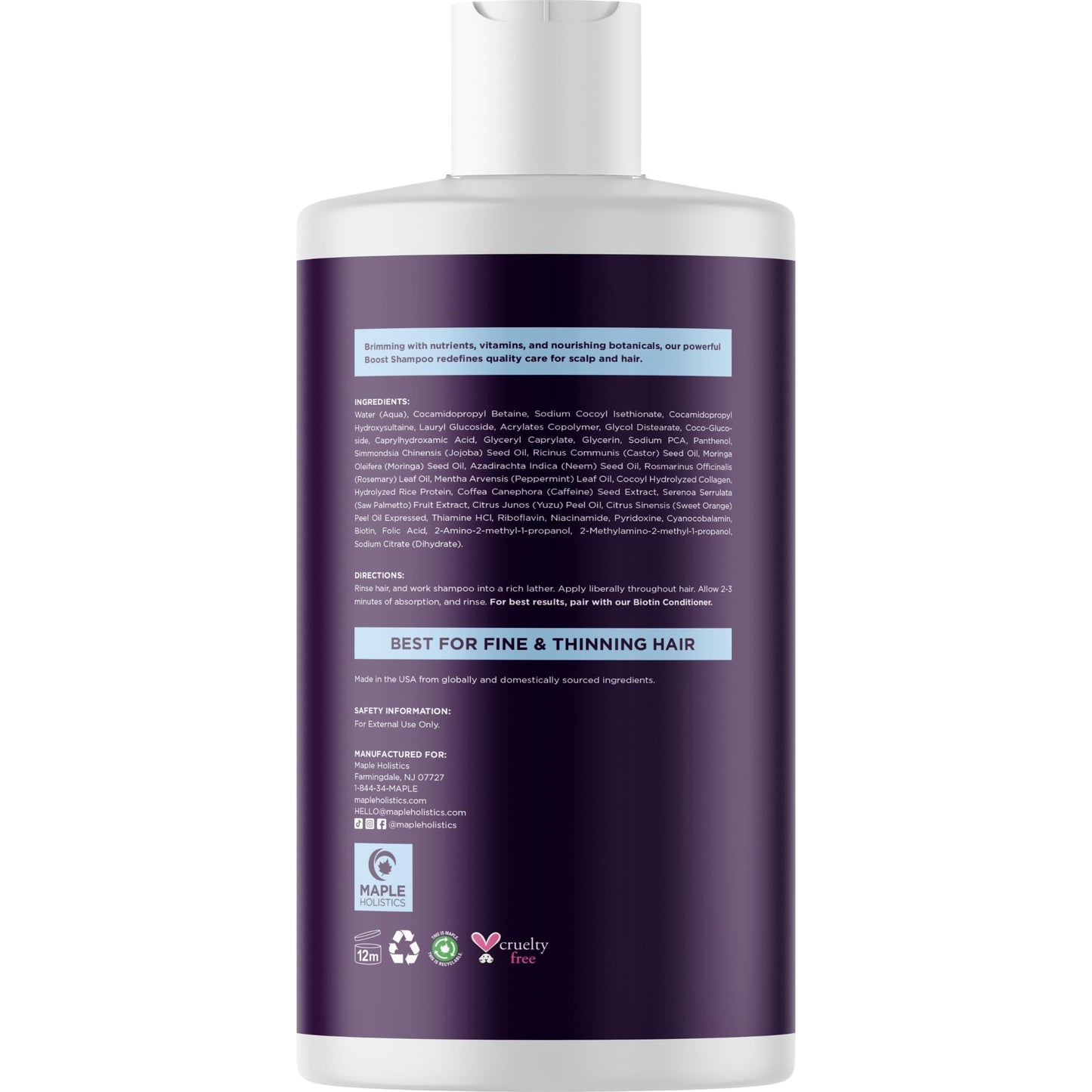 Advanced Biotin Shampoo with Rosemary Oil - Volumizing Shampoo for Thinning Hair for Women & Men with Black Castor Caffeine & B Vitamins - Paraben Silicone and Sulfate Free Vegan Formula (16 Fl Oz)