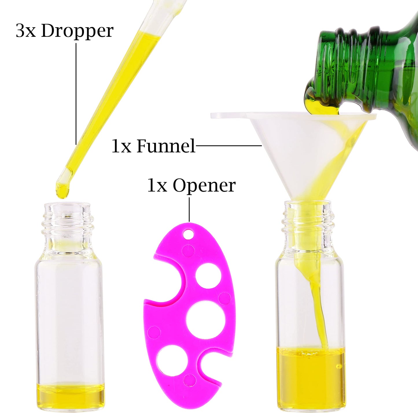 MaxMau Pack of 100,5ml Clear Glass Roll on Bottle Essential Oil Roller Bottles with Stainless Steel Roller Balls and Golden Painted Lids for Daily Aromatherapy Sample Test Travel