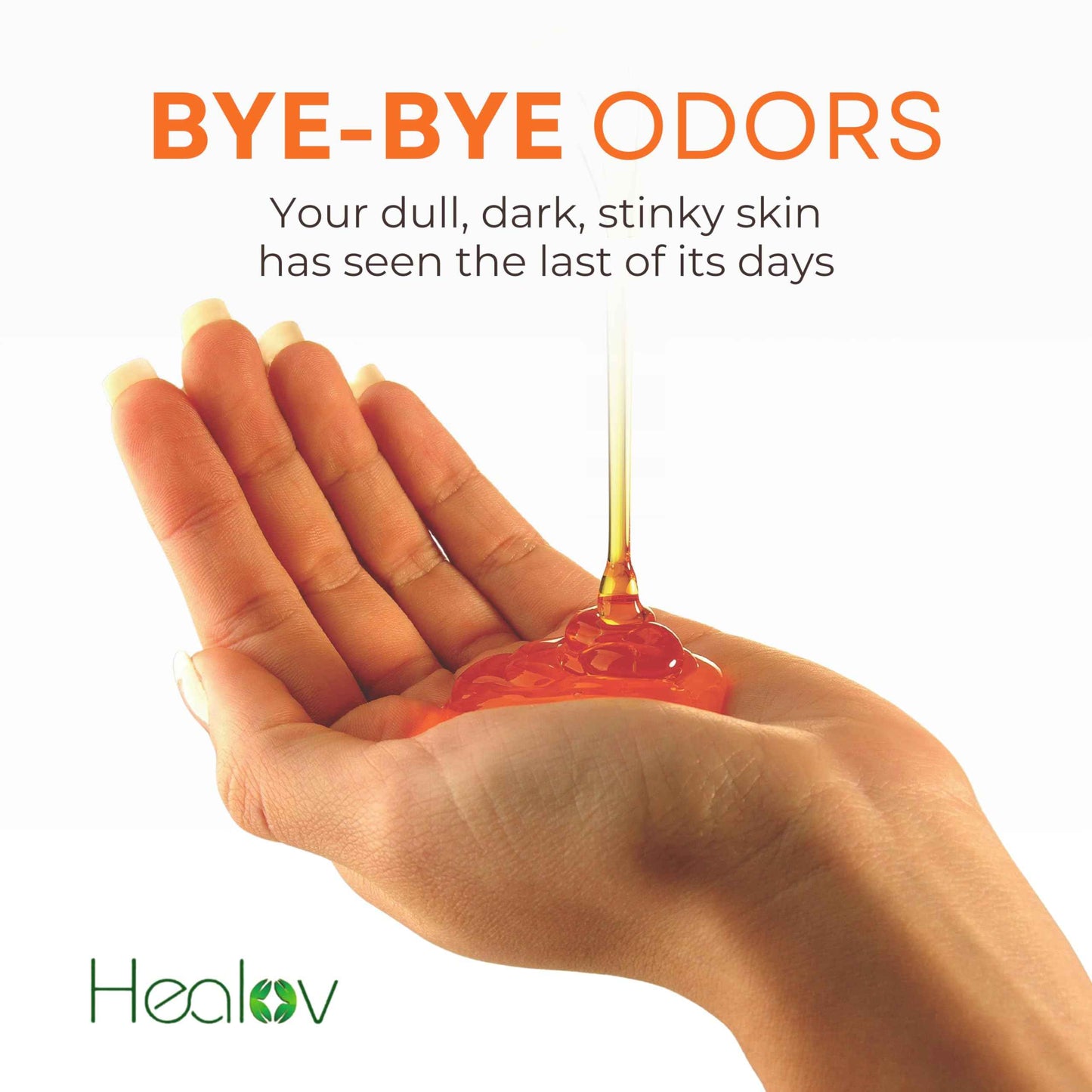 Healov Persimmon Body Wash for Body Odor Control – Purifying Deodorizing Soap for Eliminating Odor – Underarms, Intimate Inner Thigh, Bikini Area, Smelly Feet – Natural Deodorant Soap, Kids Safe