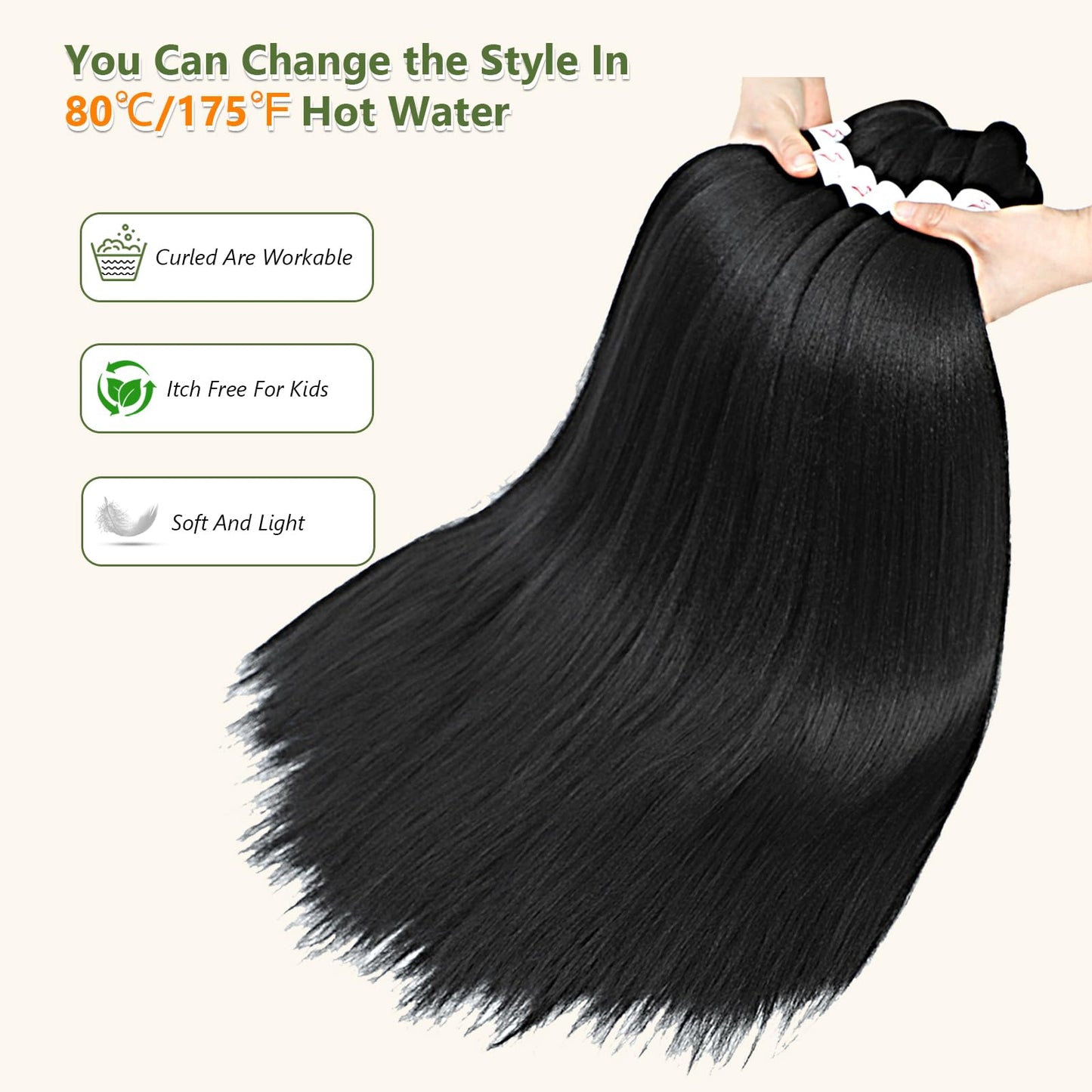 Braiding Hair Pre Stretched 36 Inch 8 Packs Long Braiding Hair Extension Pre Stretched Braiding Hair Professional Synthetic Hair For Braiding Hot Water Setting Soft Yaki Texture(36", 1B-8P)