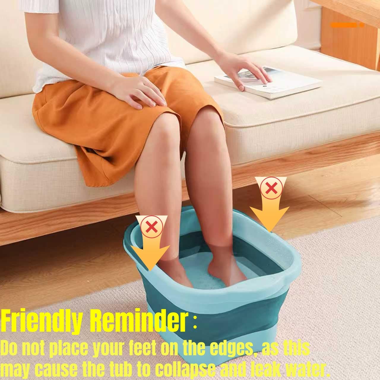 Leemeimei Foot Bath 15L(4 GL) Collapsible Foot Soak Tub with Handle, Foot Spa Bath Massager Foot Soaking for Dry Cracked Feet, Plastic Foot Bucket