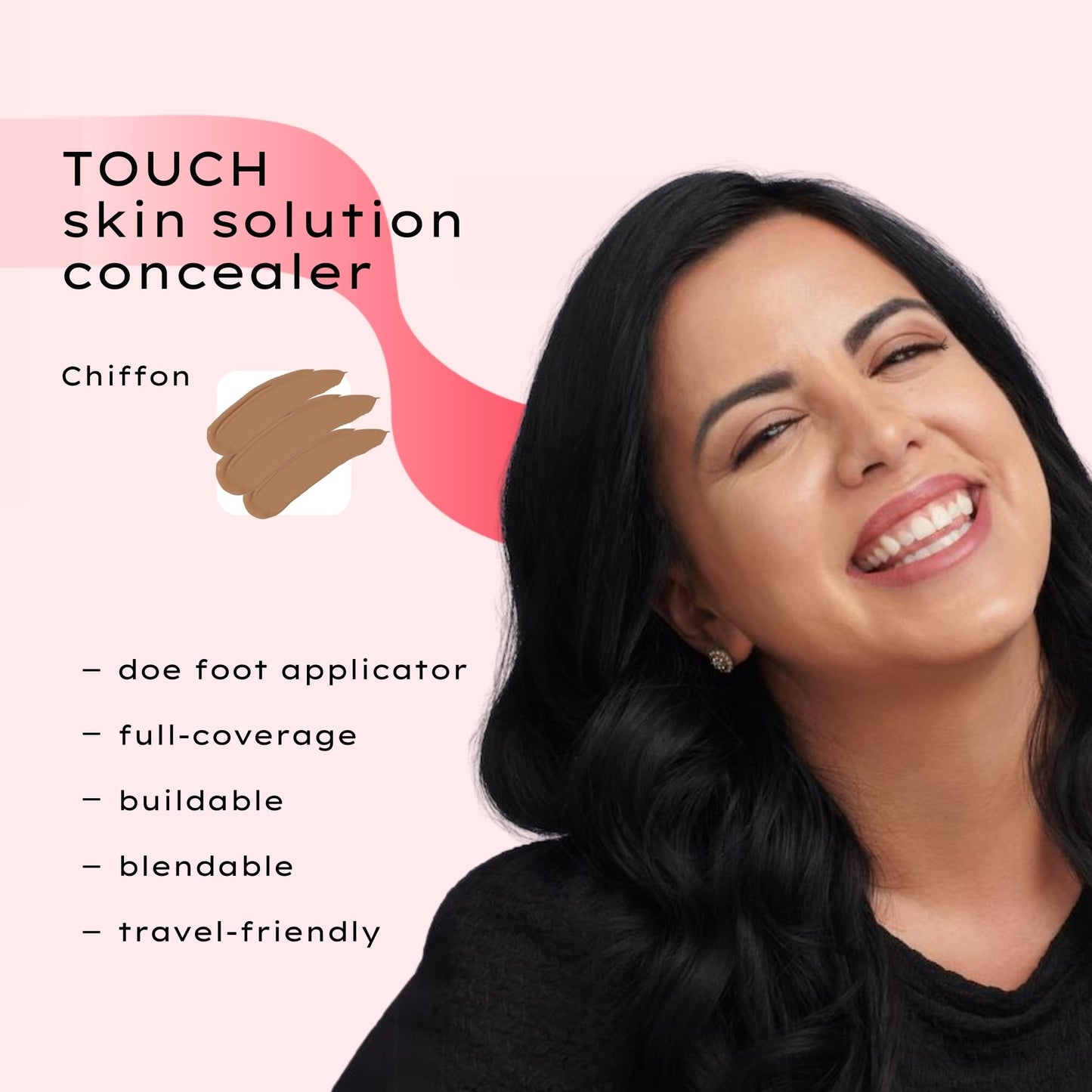 YOUNIQUE TOUCH Skin Solution Concealer | Chiffon | Full-Coverage & Long-Lasting Wear | Nourishing Formula with Caffeine, Vitamin E & Hyaluronic Acid | Seamless Matte Finish