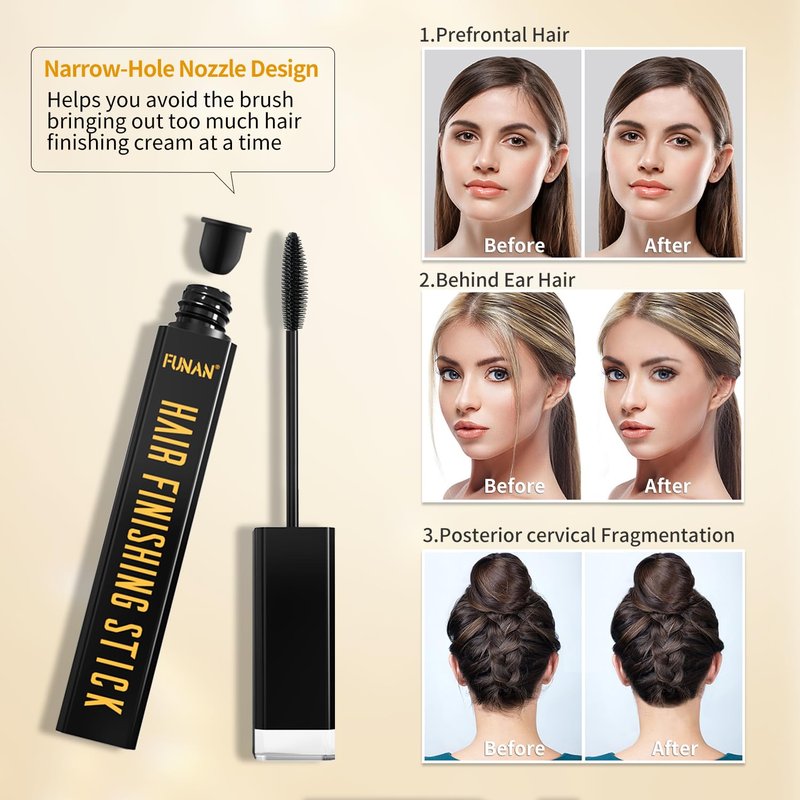 Hair Finishing Stick - Flyaway Control Cream for Small Broken Hairs - Non-Greasy & Non-Sticky | Black (Pack of 4)