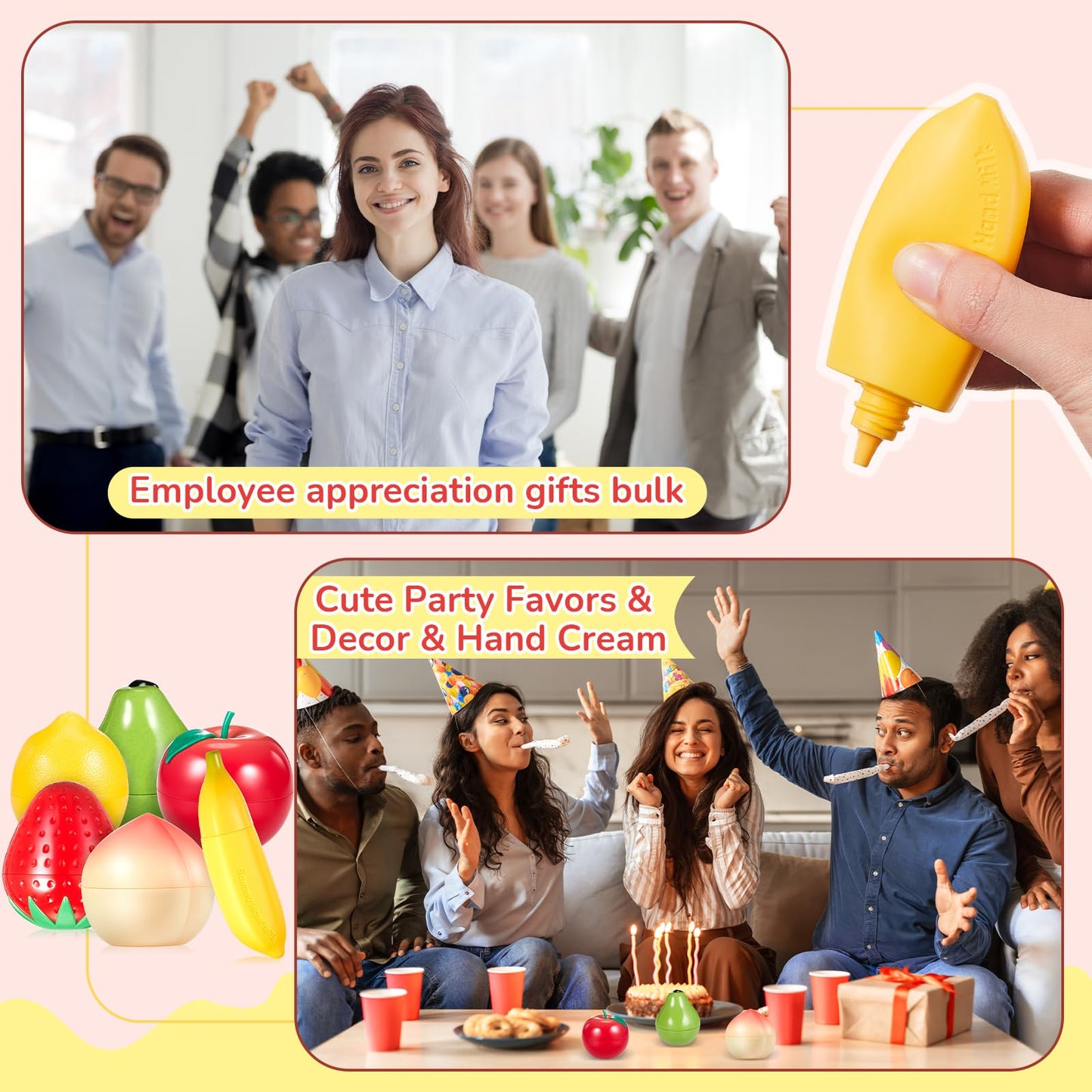 Swiffen 6 Pcs Hand Cream Gifts Set for Women Strawberry Hand Lotion Travel Size Moisturizing for Dry Cracked Hands Birthday Party Favors Supplies Funny Fruit Gifts for Teacher Nurse Mother Her