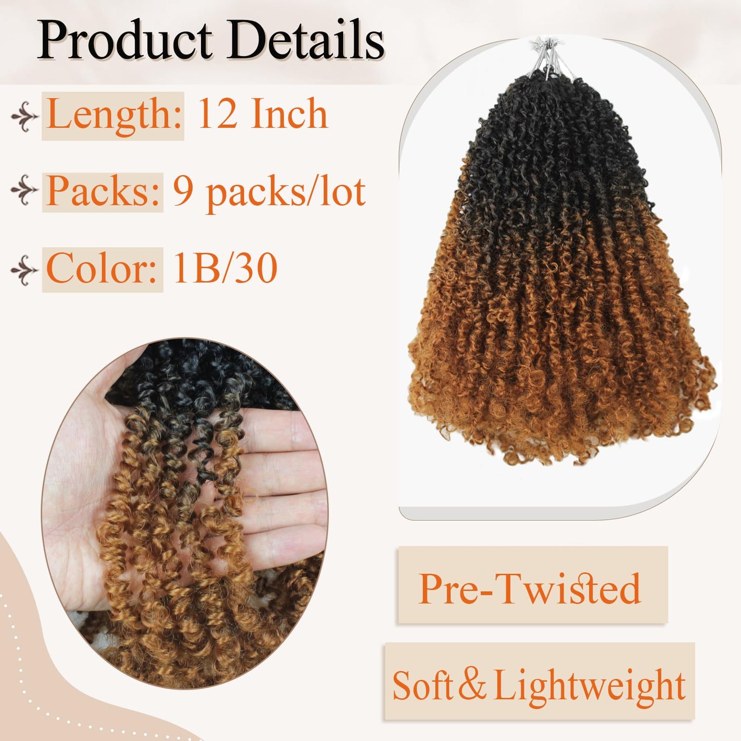 Haftaluv Yanky Twist Crochet Hair 12 Inch 9 Packs Pre Looped Mini Twist Yankee Twist Micro Yaki Twist Synthetic Curly Crochet Hair Extensions For Black Women (12 Inch T30)