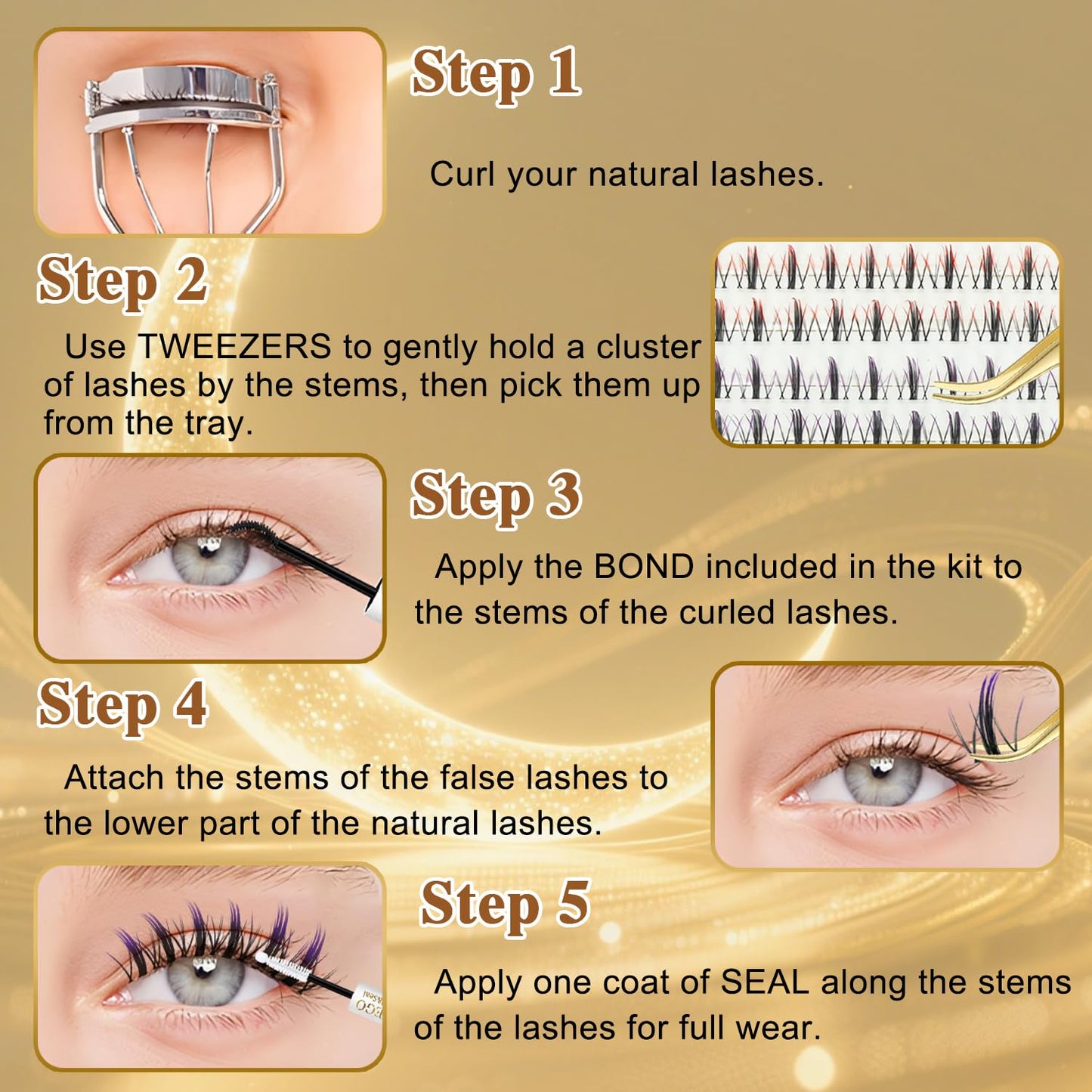 Gradient Color Cloud 100pcs False Eyelashes | 5 Stunning Gradient Styles with Adhesive & Tweezers