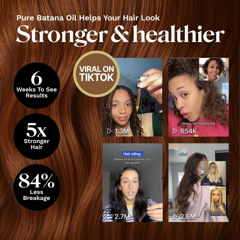 Keyoma Batana Oil for Hair Growth with Rosemary: Nourish & Detox Scalp for Thicker, Stronger, Longer Hair - 100% Organic Batana Oil from Honduras - Reduce Hair Loss (30 mL)