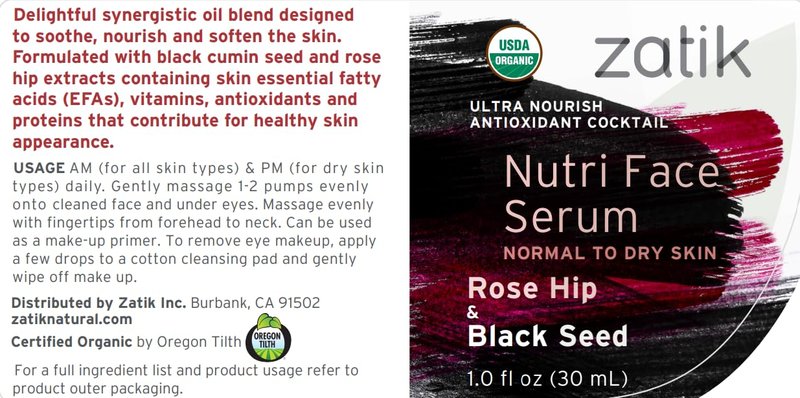 Zatik Naturals - Organic Nutri Face Serum with Rose Hip & Black Seed | 1.0 fl oz (30ml)