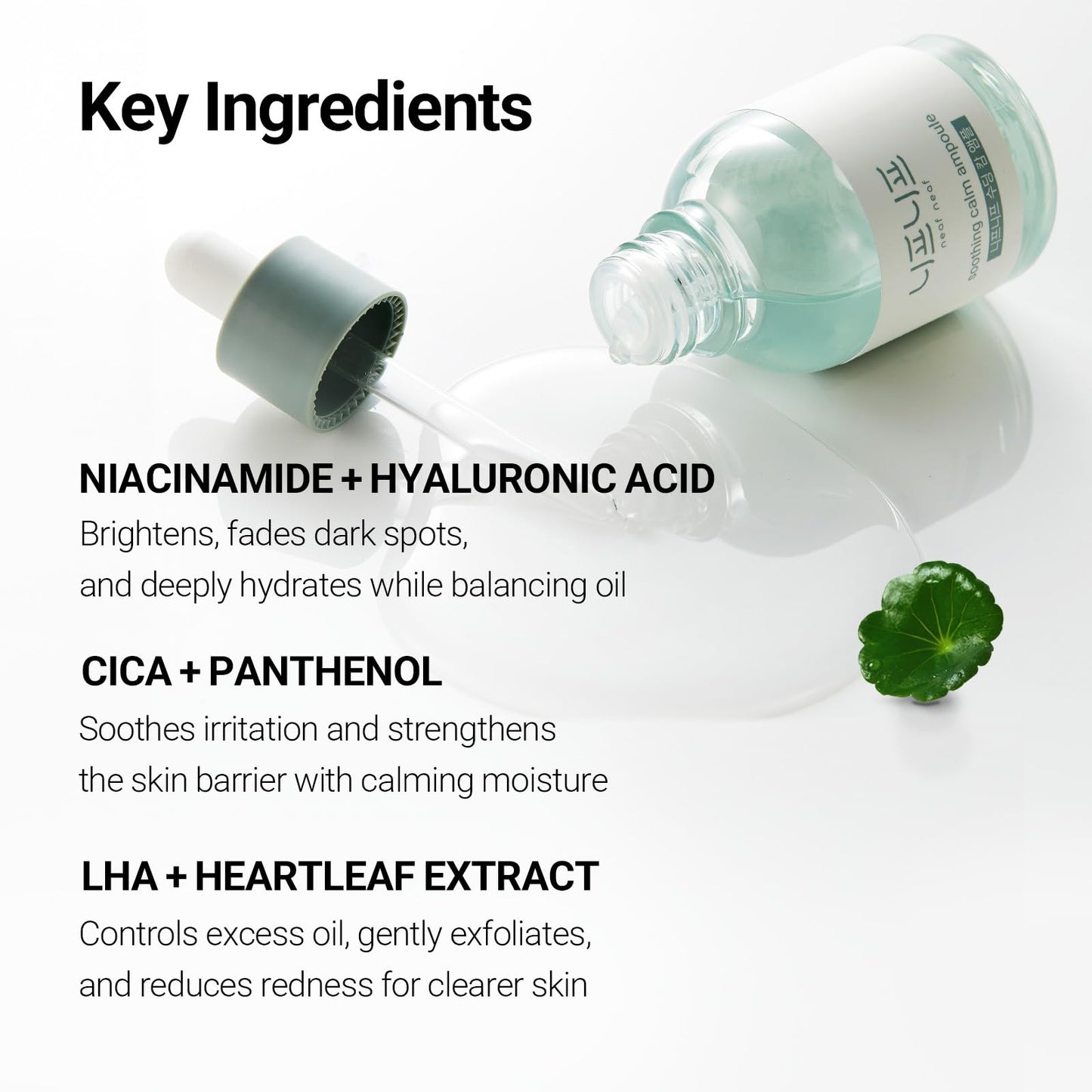 NEAF NEAF Soothing Calm Ampoule with Niacinamide, Spot Care Hyaluronic Acid, Non-Greasy, CICA Healing and Gentle Formula (30ml /1.01 oz) Radiant Serum, Korean Skincare