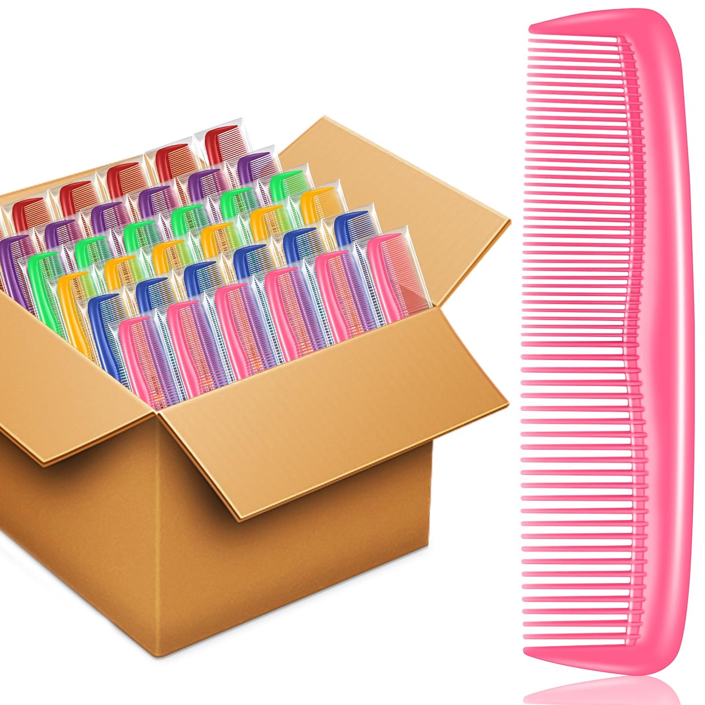 NICEMOVIC 120 Packs Hair Comb Bulk Set, Pocket Travel Hair Combs for Operation Bulk Christmas Child, Colorful Coarse & Fine Tooth Comb for Women, Individually Wrapped Bulk Comb for Homeless Charity