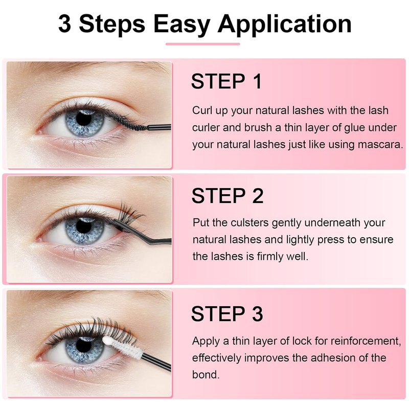 Cluster Eyelash Extensions - 280pcs 40D 0.07 D Curl 10mm Soft Individual Lashes for DIY Beauty