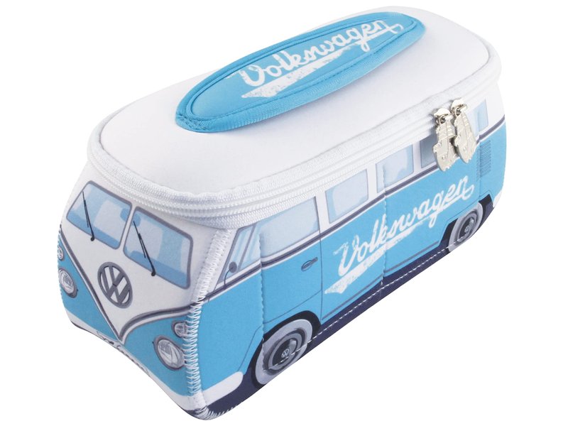 BRISA VW Collection - Volkswagen Neoprene Universal Makeup Cosmetics Toiletry Travel Pharmacy Bag in T1 Bus Design (Turquoise) (Small (9.1 x 4.3 x 3.1 inches))