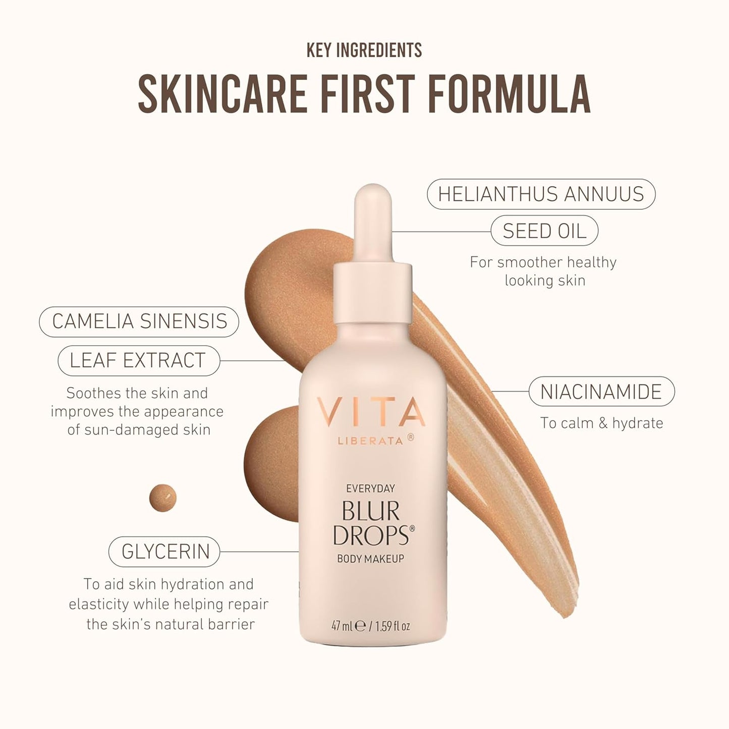 VITA LIBERATA Everyday Body Blur Drops - Medium Tanning Drops for Matte Satin Finish | 1.59 Fl Oz
