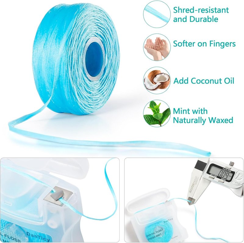 Coconut Oil Infused Dental Floss - Deep Clean, Extra Wide, PFAS Free | Mint Flavor (33 Yds)
