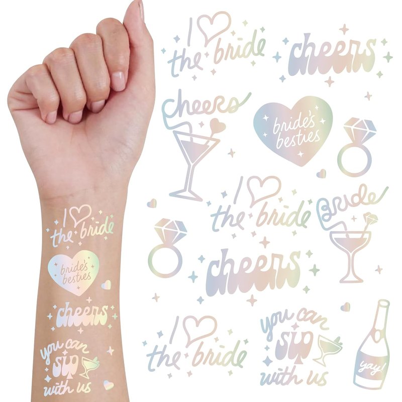 Wedding Cheers Bachelorette Temporary Tattoos - 80+ Glitter Designs | Fun Party Favors for Bridesmaids & Bridal Showers