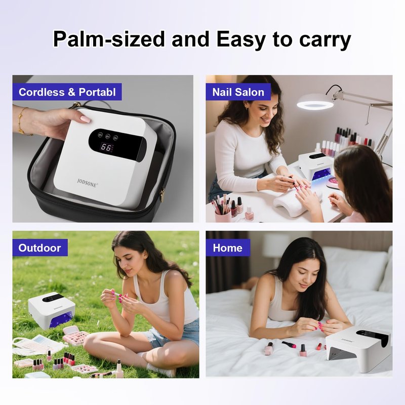 JODSONE U V Nail Lamp Rechargeable Portable with 3 Timers and LCD Display Screen for Nail Dryer Gel White