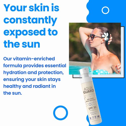 AQUA GUARD Beauty Pre-Swim Skin Defense | Prevents Dry, Itchy Skin | Protects from Pool Chemicals | Hydrating Formula | Made in California | Paraben, Phthalate & Gluten-Free