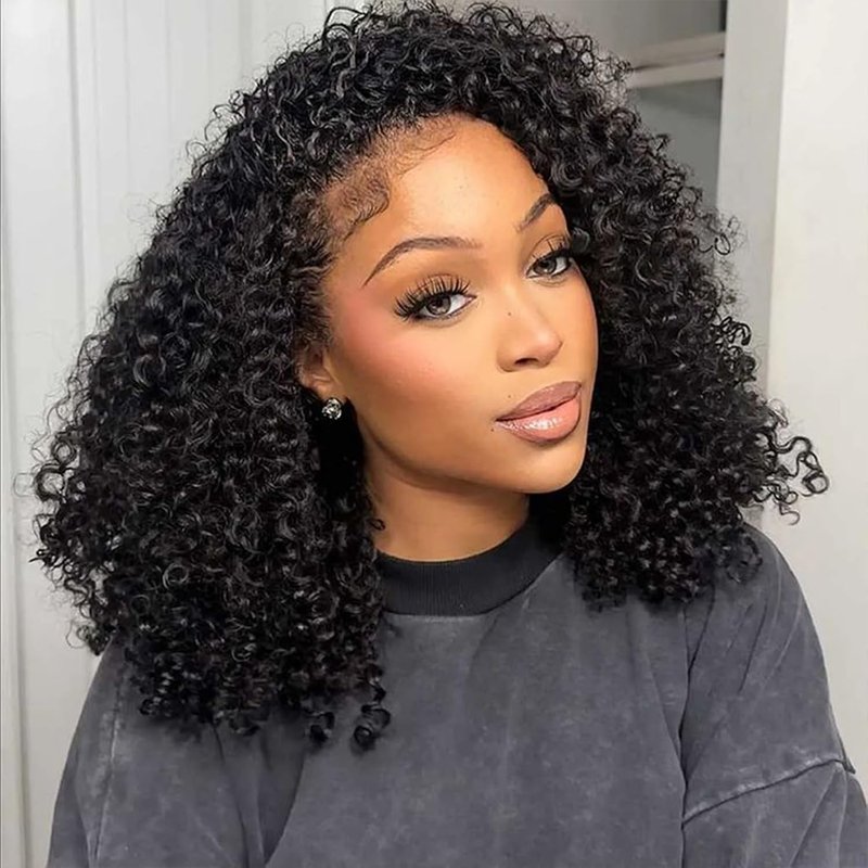 Half Wig Synthetic Hair - 3 in 1 Seamless Flip Over Clip-In for Women | Kinky Curly, 24 Inch