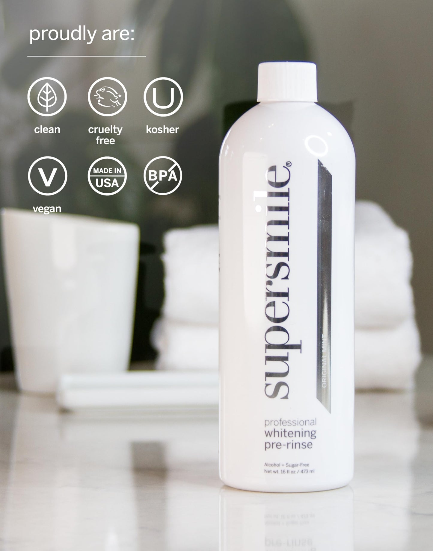 Supersmile Whitening Pre-Rinse, Original Mint, Alcohol-Free, 16 Fl Oz