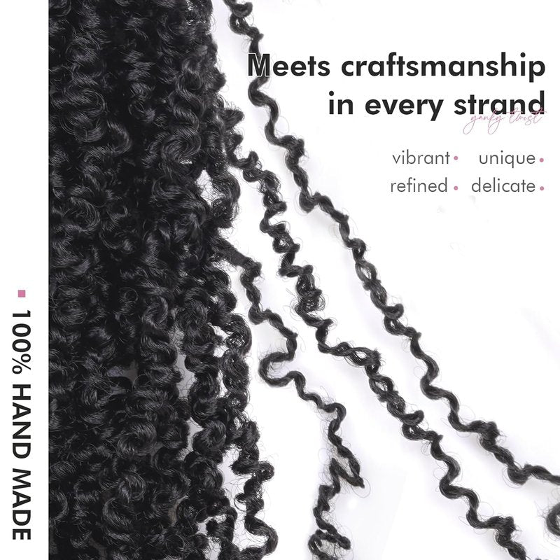 Yanky Twist Crochet Hair - Fluffy Mini Twist Braids | 8 Inch, Jet Black, 8 Packs (30 Strands)