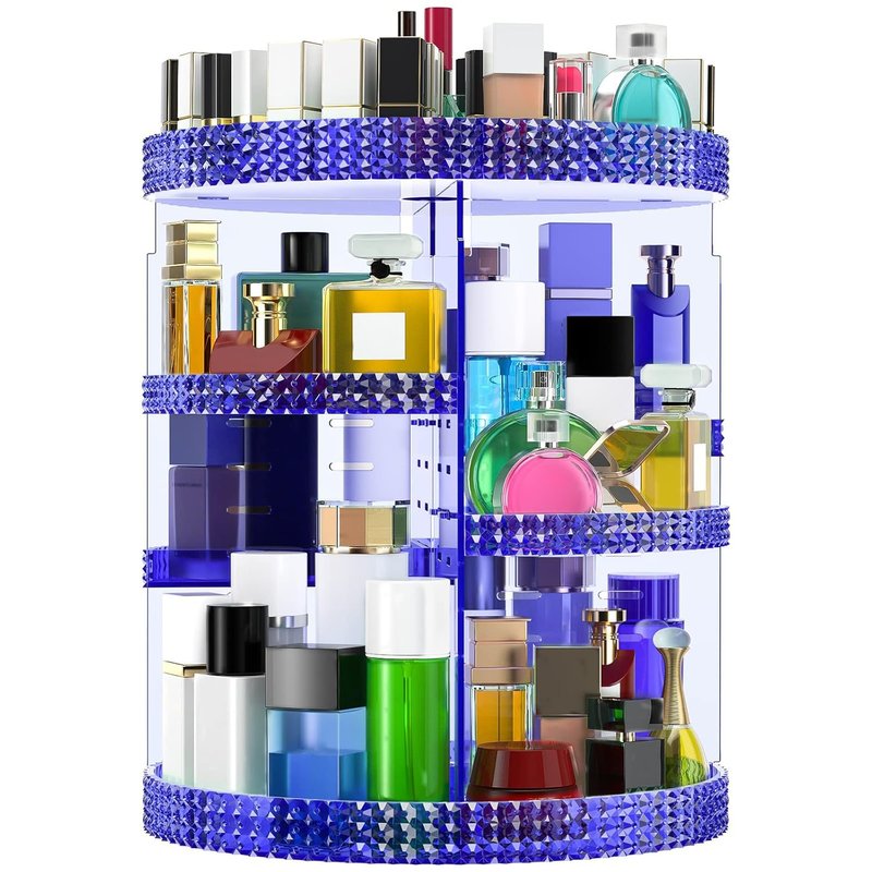 Makeup Organizer 360 Degree Rotating Cosmetic Storage Organizer, Acrylic Make Up Organizer, Large 7 Layers 360 Makeup Organizer, Fits Makeup Brushes, Lipsticks, Bathroom, Vanity, X-Large Purple