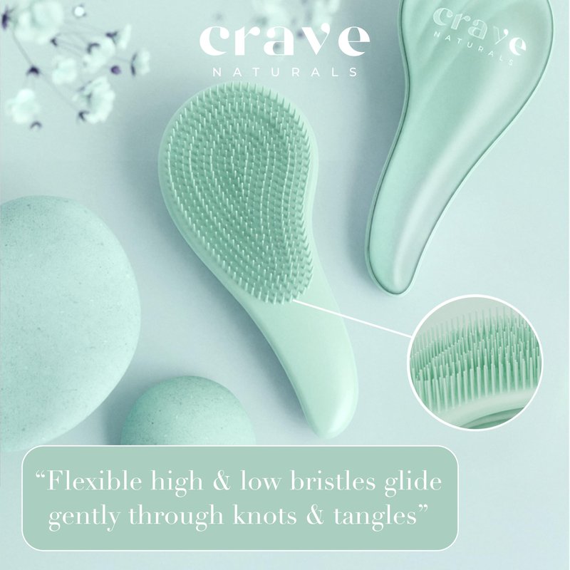 Crave Naturals Detangling Hair Brush Large Turquoise – Glide Thru Hair Detangler Brush for Women, Kids & Toddlers – Gentle Scalp Care, No-Pain Tangle-Free Hairbrush for All Hair Types