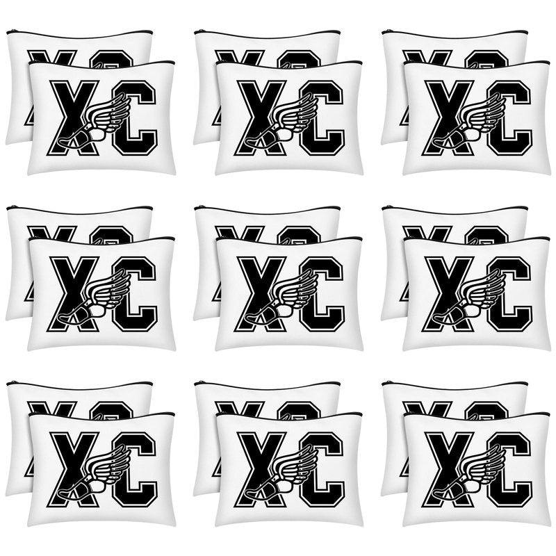 Kacctyen 18 PCS Cross Country Makeup Bag Cross Country Running Lover Gift Track Running XC Zipper Cosmetic Bag for Women(Cross Country)