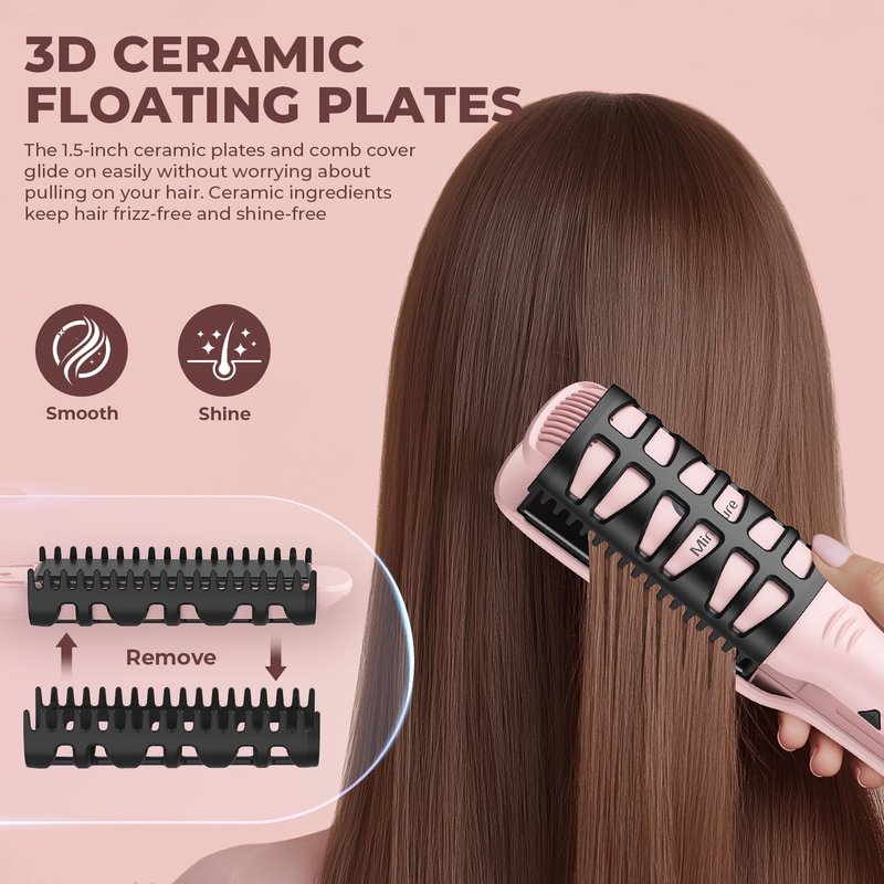 MiroPure 1.5 Inch Flat Iron, Hair Straightener with 30S Fast Heating & 60min Auto Shut-Off, Hair Straightener and Curler 2 in 1 with 3D Ceramic Floating Plates, Black